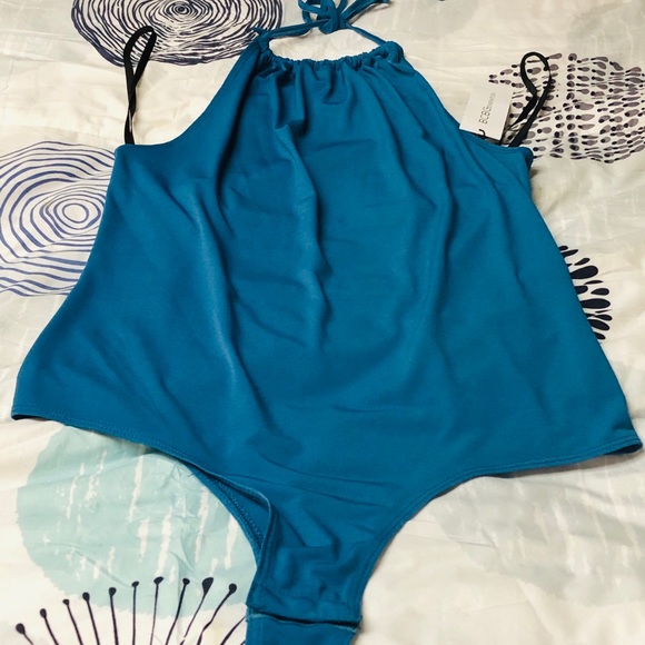 NEW BCBG SEXY HALTER TOP BODY SUIT WITH STRAPPY BACK IN BRILLIANT BLUE - Picture 16 of 16